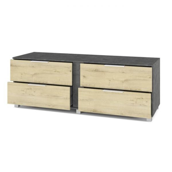 Тумба под ТВ Пандора-П77 420х1700х600 с выдвижными ящиками  Камень темный/дуб ирландский