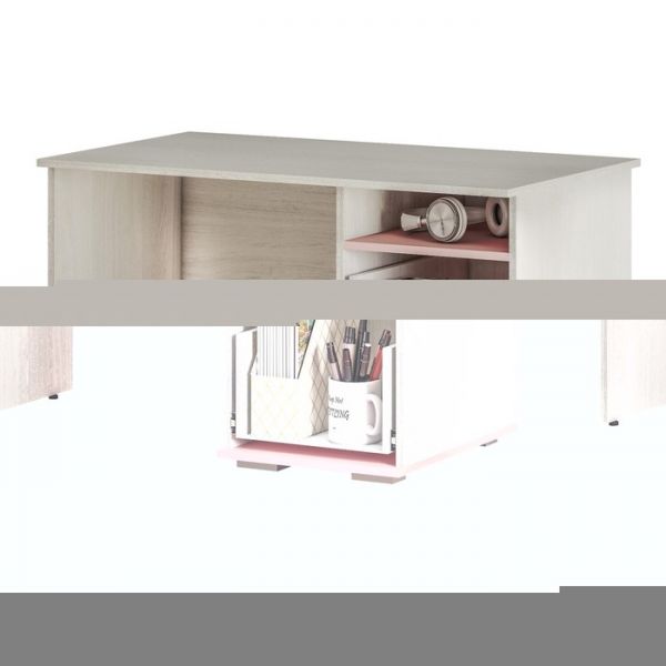 Стол письменый Малибу 1086х600х721 ясень белый/айскрим с фотопечатью