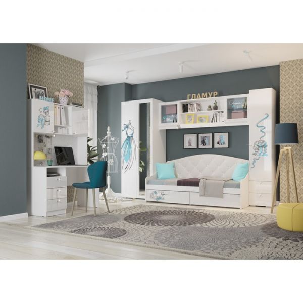 Шкаф 2-х створчатый Гламур, 800х559х2100, Белый глянец