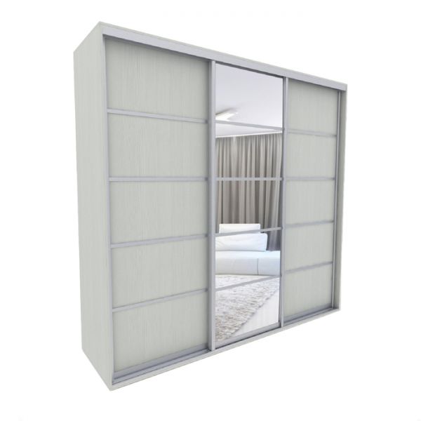 Шкаф-купе «Акцент-Квадро Д», 1500 ? 600 ? 2310 мм, вставки зеркало, цвет выбеленное дерево