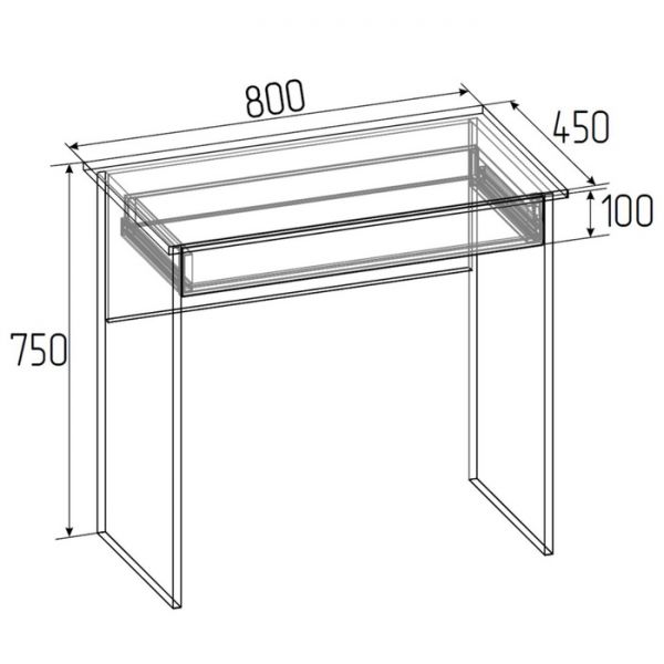 Стол компьютерный с ящиком, 800 ? 450 ? 750 мм, цвет белый