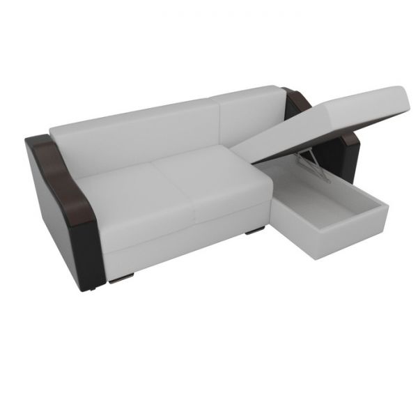 Угловой диван «Монако», механизм еврокнижка, экокожа, цвет бежевый / коричневый