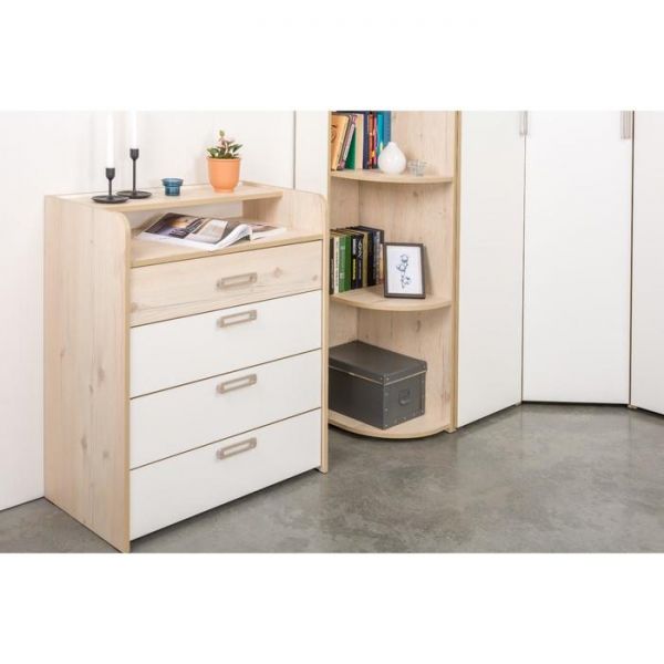 Комод Веста 13.103, 766х430х903, Гаскон Пайн светлый/Белый шагрень