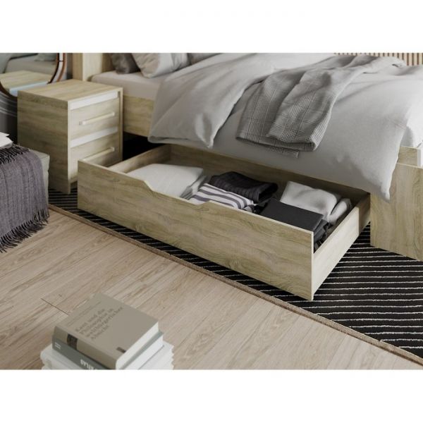 Кровать с ящиком и латами Эдем-1  1400х2000 Дуб сонома / Белый жемчуг