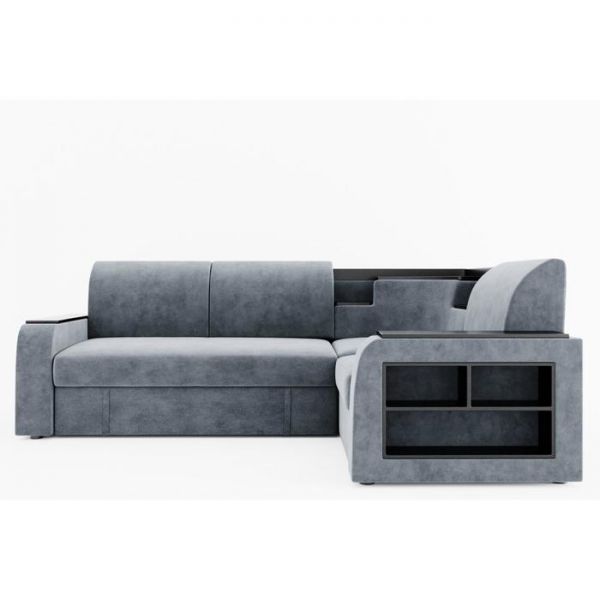 Угловой диван «Фараон», универсальный, дельфин, велюр, цвет селфи 01, вставка астор 536