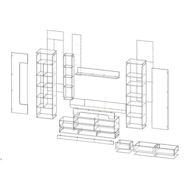 Шкаф для ТВ универсальный Loft-20 3000х473х1970 Белая Аляска / Черный