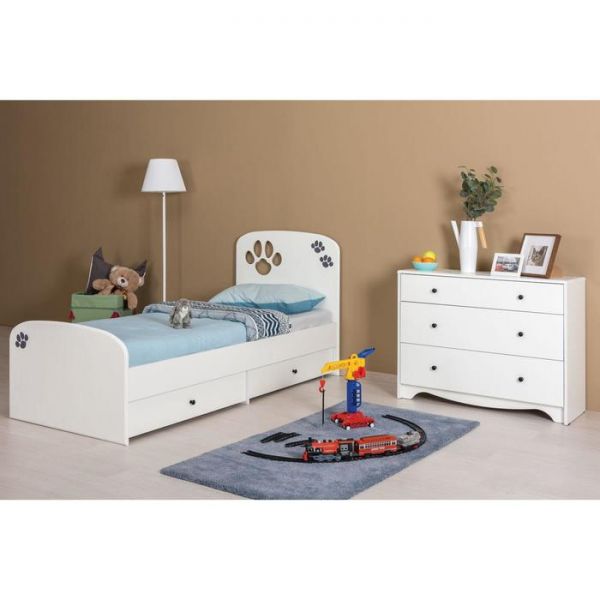 Кровать Томас с ящиками 11.26, 1938х872х995, Белый/Ясень ваниль