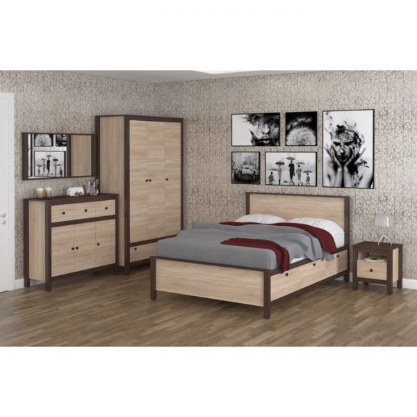 Тумба прикроватная Сканди, 468х420х516, Дуб сонома/Венге