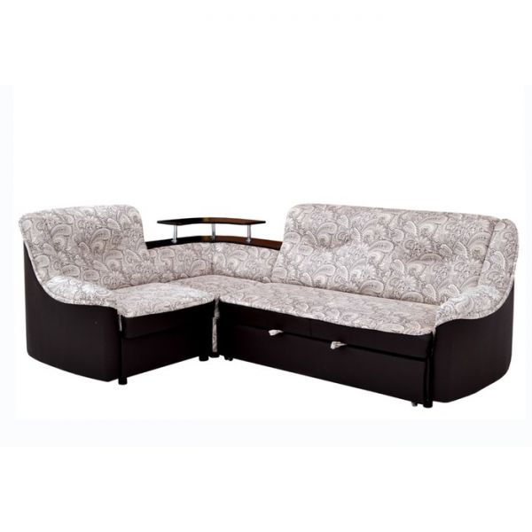 Диван-кровать "Непал" Ткань Аркон 3 + кожзам коричневый / полка венге