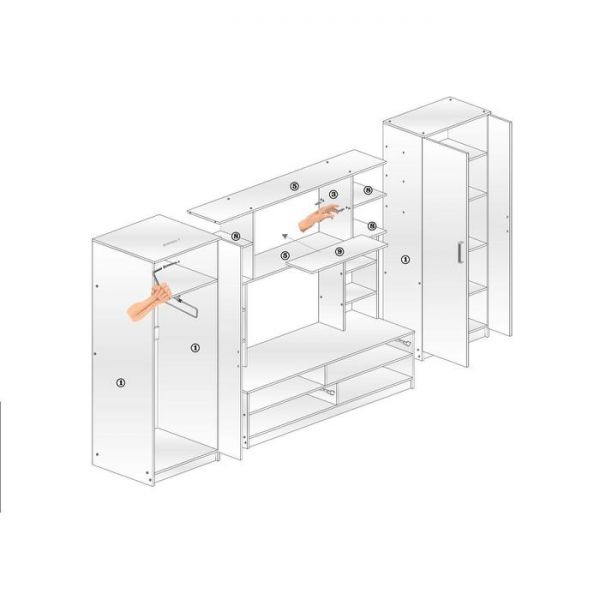 Гостиная Берта-1 2700х556х1900 ясень шимо темный/ясень шимо светлый