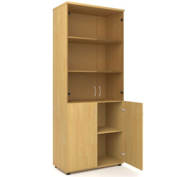 Шкаф для документов, 798х418х1960 мм,прозрачное стекло, бук