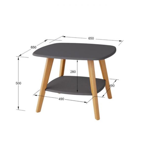 Стол журнальный «Хадсон», 650 ? 650 ? 500 мм, цвет графит