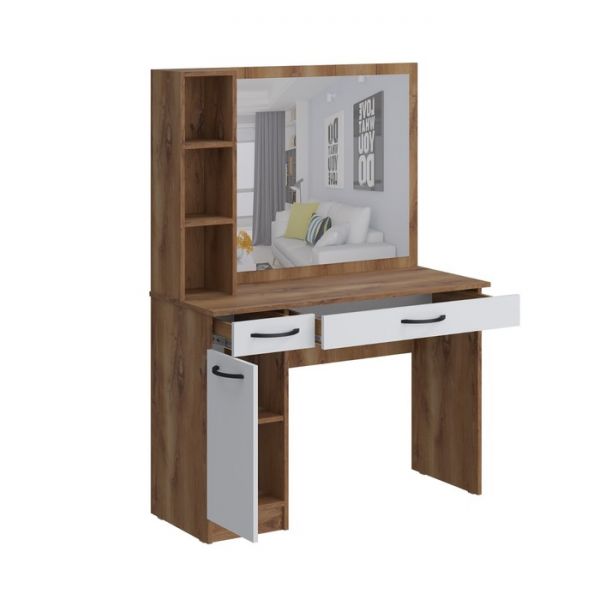 Стол туалетный с зеркалом «Сеул», 1100 ? 450 ? 1504 мм, цвет дуб кельтик / белый