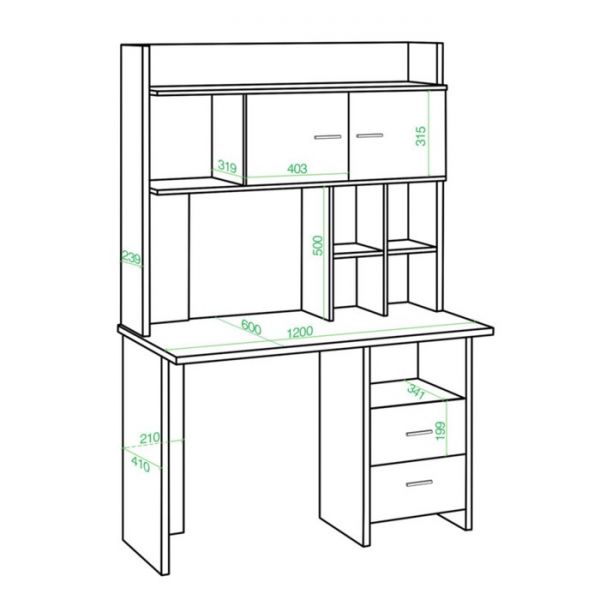 Компьютерный стол, 1200 ? 600 ? 1785 мм, цвет белый жемчуг