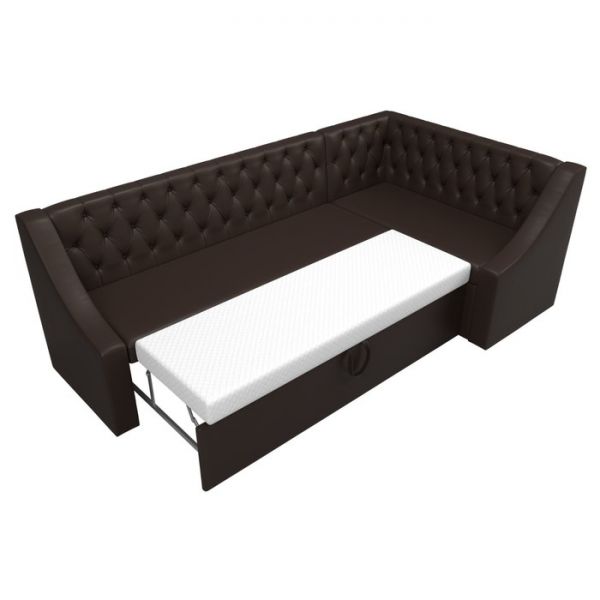 Кухонный угловой диван «Мерлин», механизм дельфин, экокожа, цвет коричневый