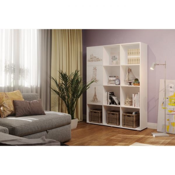 Стеллаж Аленка ДМ, 1265х350х1680, Белый/Фотопечать