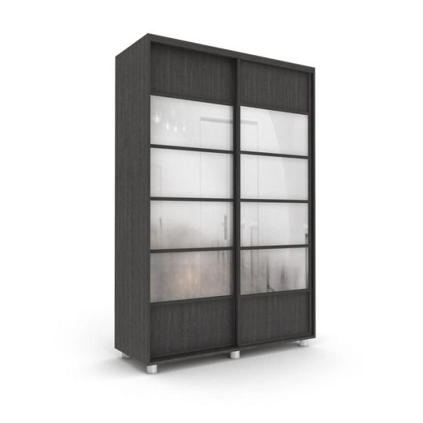 Шкаф-купе Стильный зелкало+ЛДСП Венге тёмный/Белый 1400х600х2300