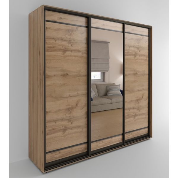 Шкаф-купе «Акцент-Лайт ДЗ», 1500 ? 600 ? 2310 мм, ЛДСП, зеркало, цвет дуб крафт