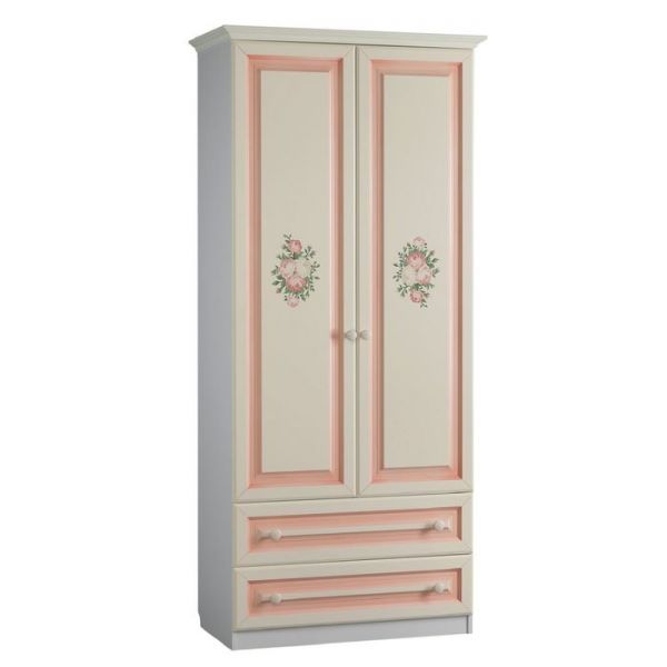 Шкаф 2-ств. с ящ. "Алиса" (белый/крем)
