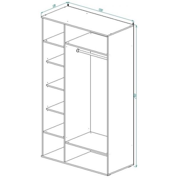 Шкаф ШР-3 РИВЬЕРА 2100х1200х570 Ясень Шимо Светлый