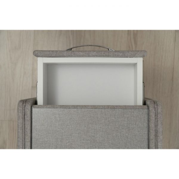 Тумба узкая «Алеро», 3 ящика, прозрачное стекло, рогожка bravo 25, цвет серый