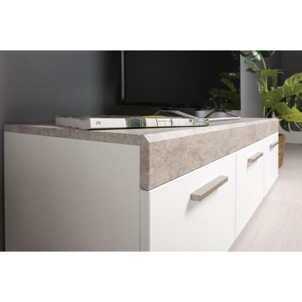 Тумба под ТВ Петра 13.281, 1384х406х366, Белый шагрень/ Милк софт МДФ