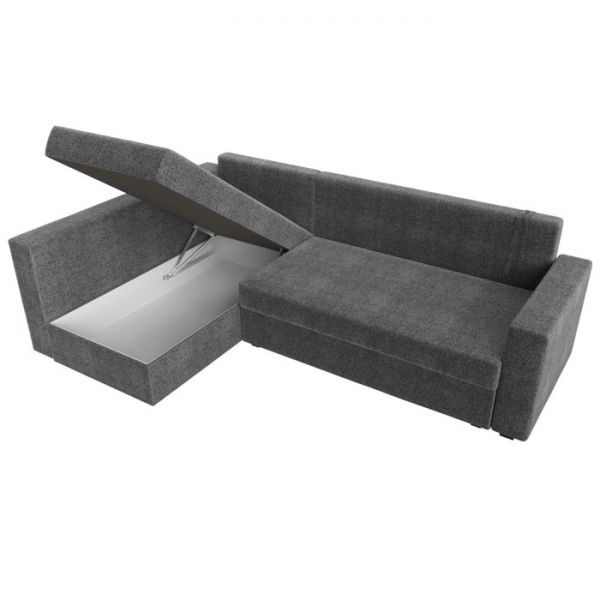 Угловой диван «Мансберг», механизм еврокнижка, угол левый, рогожка, цвет серый