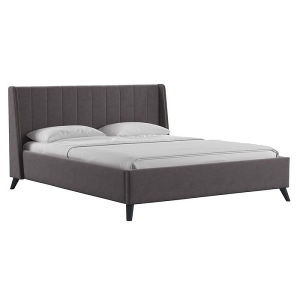 Кровать Мелисса, 1600х2000, ортопедическое осн+ПМ, Вивальди 24/Темный серо-коричневый