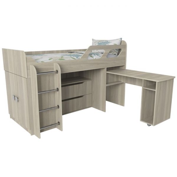 Кровать Вега 4 левый, 1950х1250х1260, Бодега светлый/Капучино