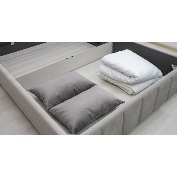 Кровать Милана, 1600х2000, ортопедическое осн+ПМ, Светлый кварцевый серый/Фог