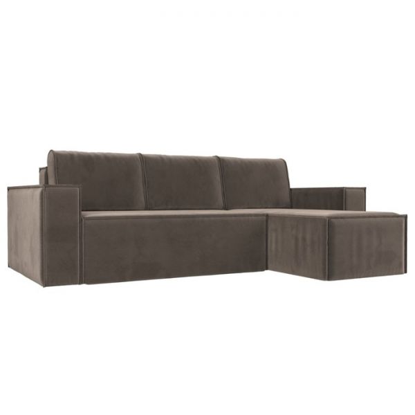 Угловой диван «Куба», механизм еврокнижка, велюр, цвет бежевый