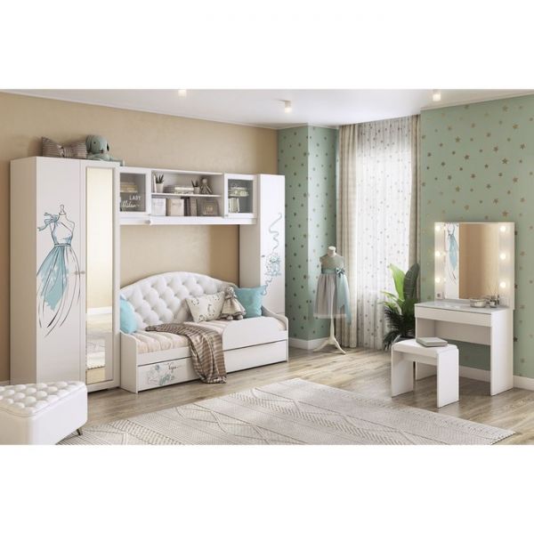 Детский гарнитур Гламур №1 (Комплект 7 предметов) белый/белый глянец