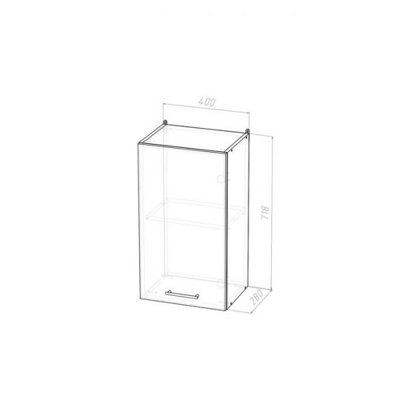 Шкаф навесной Лира 400х300х720 с 1 дверцей  белый/Квадро шимо светлый