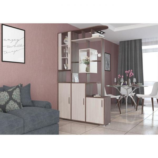 Шкаф перегородка двухсторонний Нова 1200х350х2005  Бодега темный/светлый