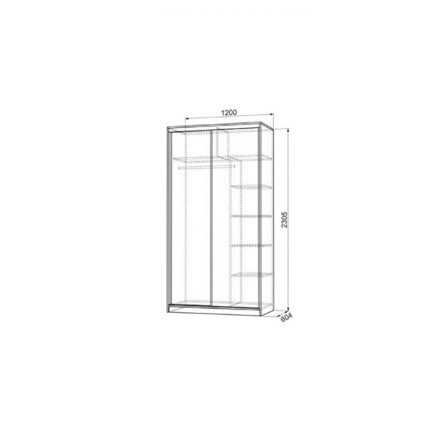 Шкаф-купе "Рио 4-600 цветы 2", 1200x600x2300, Дуб сонома