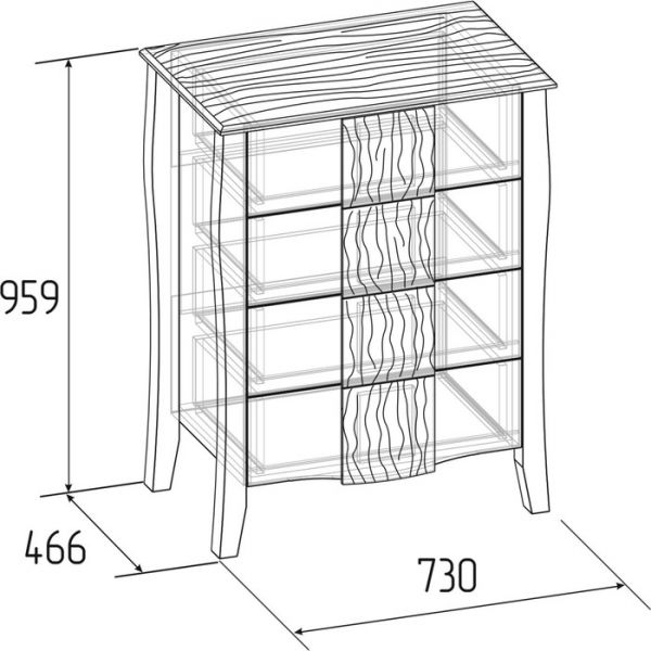 Комод Brownie 45, 730 ? 471 ? 959 мм, цвет мокко / белый