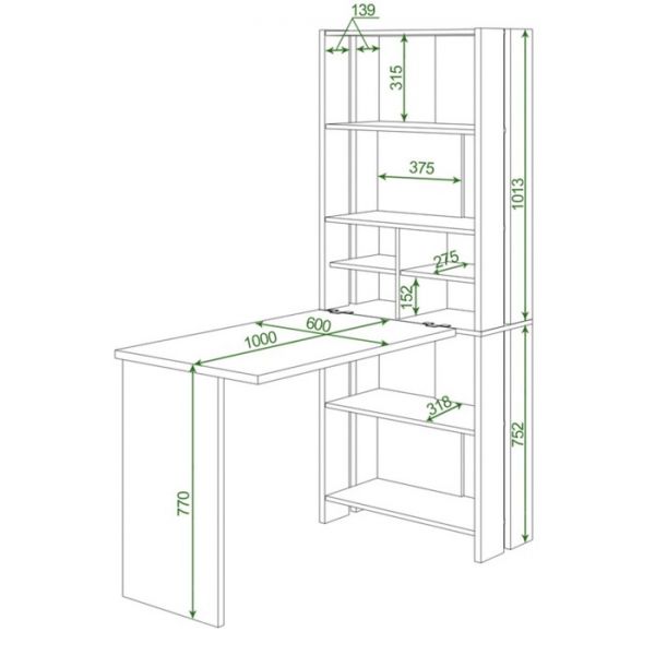 Компьютерный стол, 700 ? 1322 ? 1785 мм, цвет белый жемчуг
