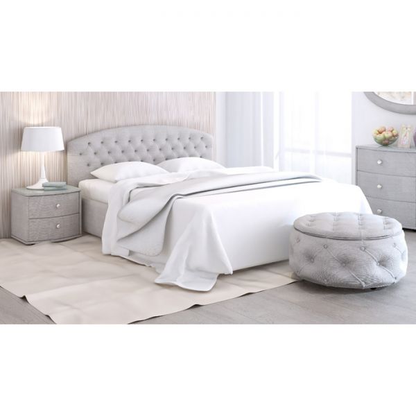 Кровать «Пальмира» без ПМ, 140 ? 200 см, встроенное основание, рогожка, цвет серый