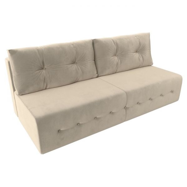 Прямой диван «Лондон», механизм еврокнижка, микровельвет, цвет бежевый