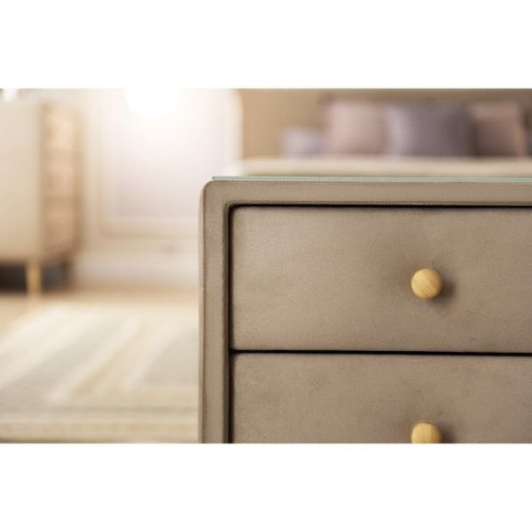 Тумба «Олимпия», 2 ящика, стекло, велюр, цвет velutto 05