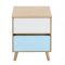 Прикроватная тумба "Скандза", бело-голубая, 2 ящика