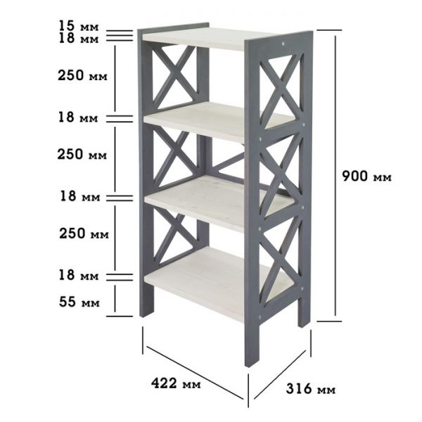 Стеллаж Лофт, полки из натурального дерева (90х42,2х31,6) Цвет полок Орех