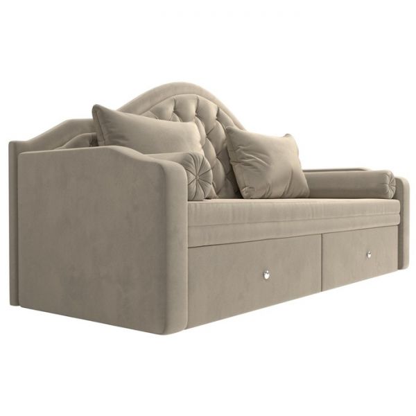 Прямой детский диван «Сойер», механизм выкатной, микровельвет, цвет бежевый