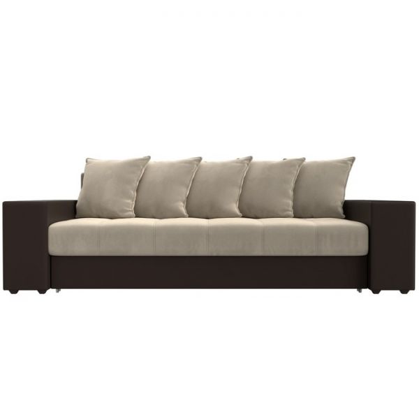 Диван прямой «Дубай», механизм еврокнижка, цвет серая рогожка / чёрная экокожа