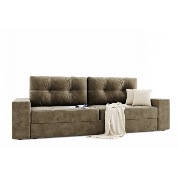 Прямой диван «Талисман 1», механизм пантограф, велюр, цвет селфи 01 / селфи 03