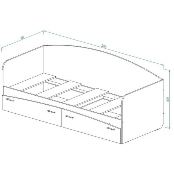 Кровать для детской с ящиками Кр-1 800*2030*850 Белый/корпус Дуб Сонома