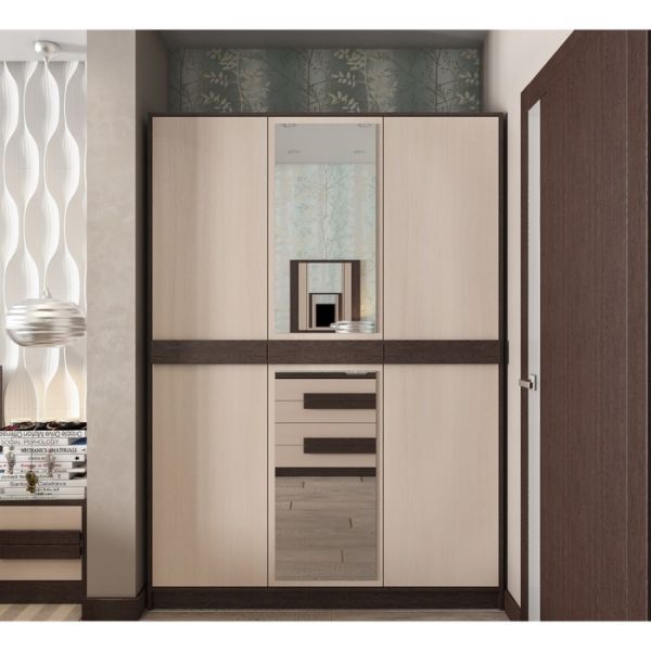 Шкаф 3-х створчатый распашной с зеркалом ШРК-3 2100х1500х500 Дуб выбеленный/Венге