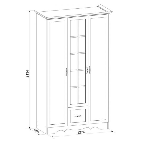 Шкаф трёхдверный Латте 3 2134x1274x584 Бодега cветлый / Орех Донской