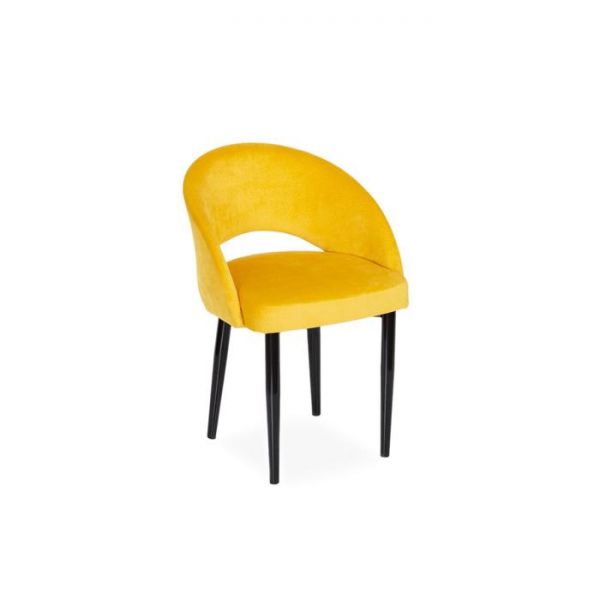 Стул Мирелла Аврора 09 желтый велюр/ Стандарт металл  Черный глянец