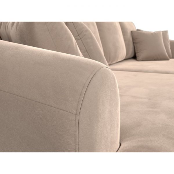 Прямой диван «Милтон», механизм еврокнижка, велюр, цвет бежевый